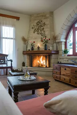 Amazing Villas In Crete Villa Argiris Fireplace